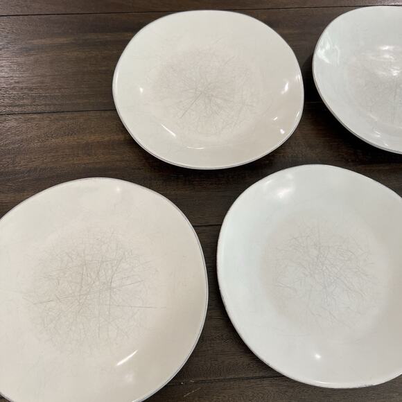 Set of 5 Crate & Barrel Salad/Dessert Plates Marin White 8.5” Made In Portugal - Picture 2 of 5